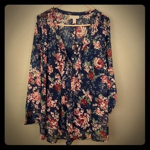 Motherhood Blue Flower Blouse Top